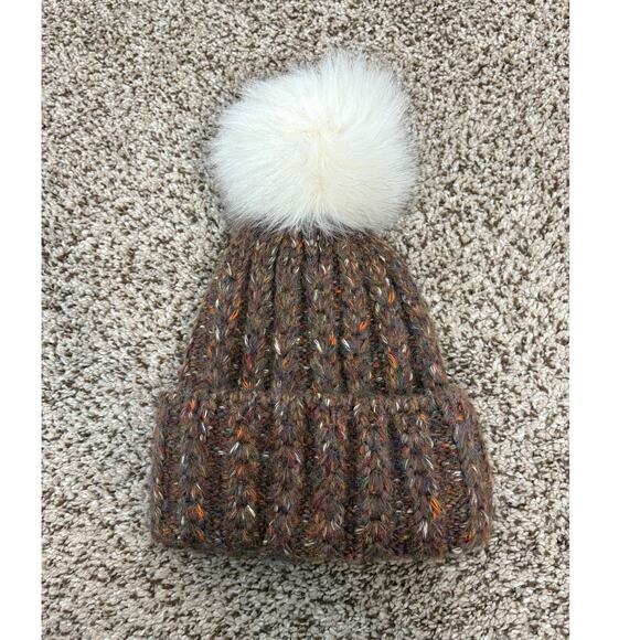 Anthropologie Pom Pom Wool Blend Multi Color Knit Beanie - Picture 1 of 3